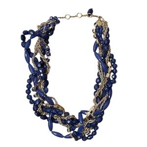 Loft Necklace Fashion Jewelry Blue Gold Geometric Layered Pattern Accessory